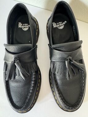 Dr. Martens Adrian Ladies Black Leather Loafers with Tassels SZ 9